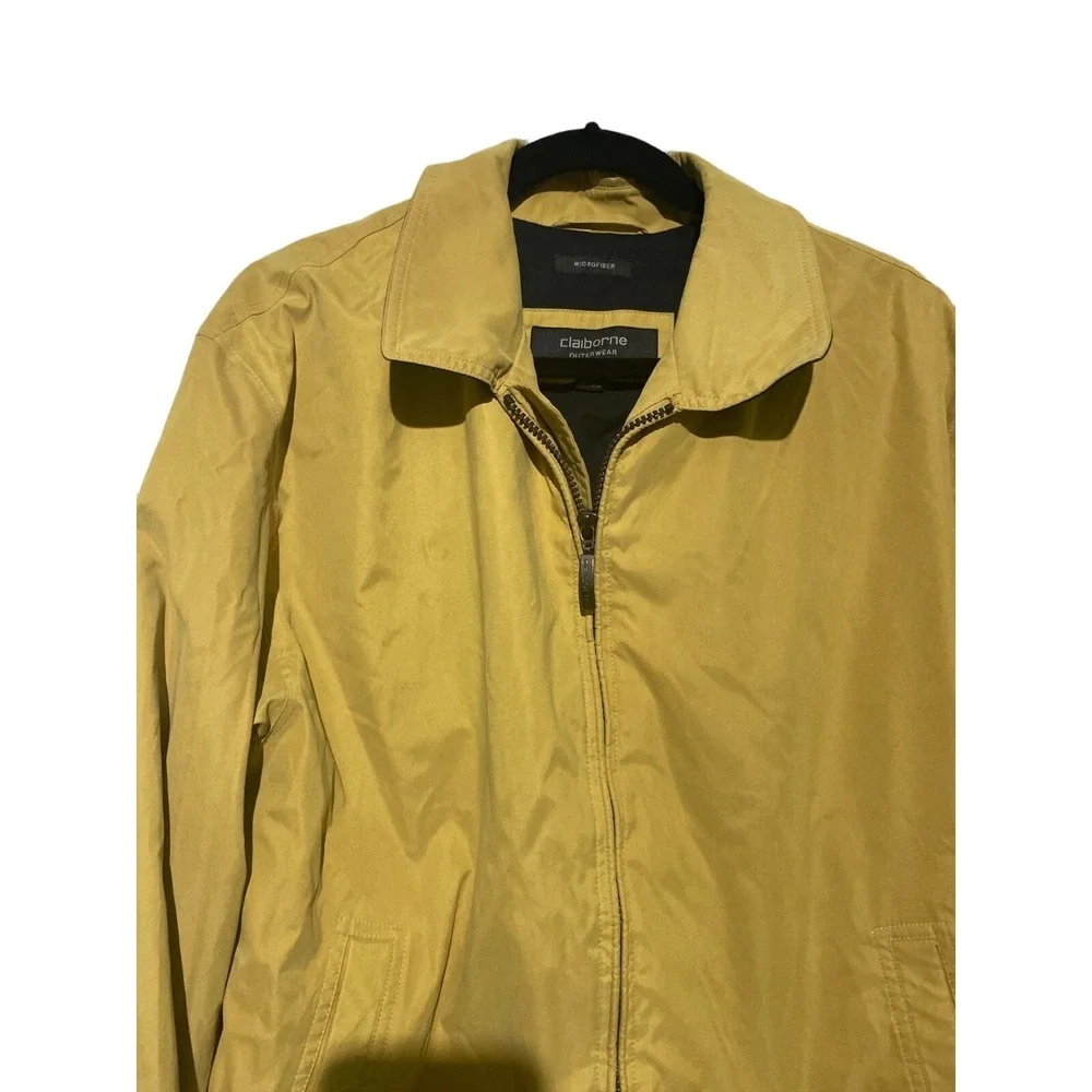 Claiborne Microfiber Harrington Jacket Mustard Yellow Zip Up Womens Large L‎